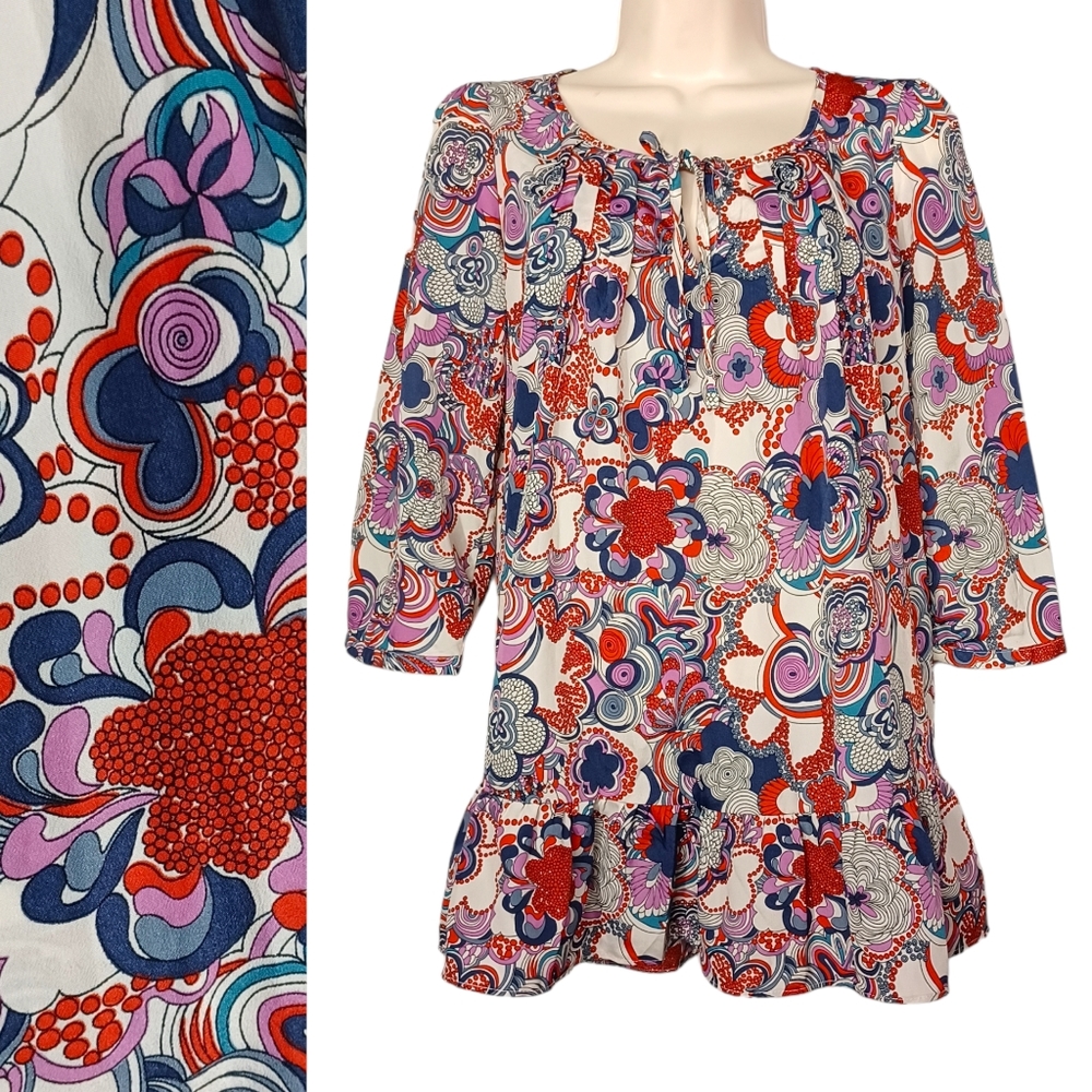 LIBERTY OF LONDON FOR TARGET Red Purple Paisley Floral Print Boho Top X-Small
